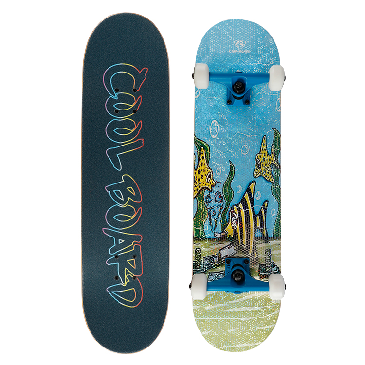 Pro skateboard with laser print effect