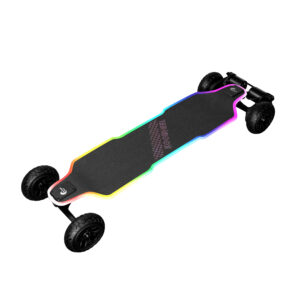 Colorful LED Electric Skateboard with Remote Control and Dual-Motor Drive, All-Terrain Longboard for Adult Off-Road Riding
