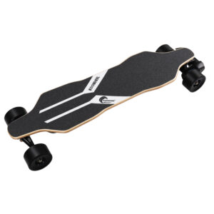 All-Terrain Electric Longboard with Display, Remote Control and Dual-Motor Belt Drive for Off-Road and Street Riding